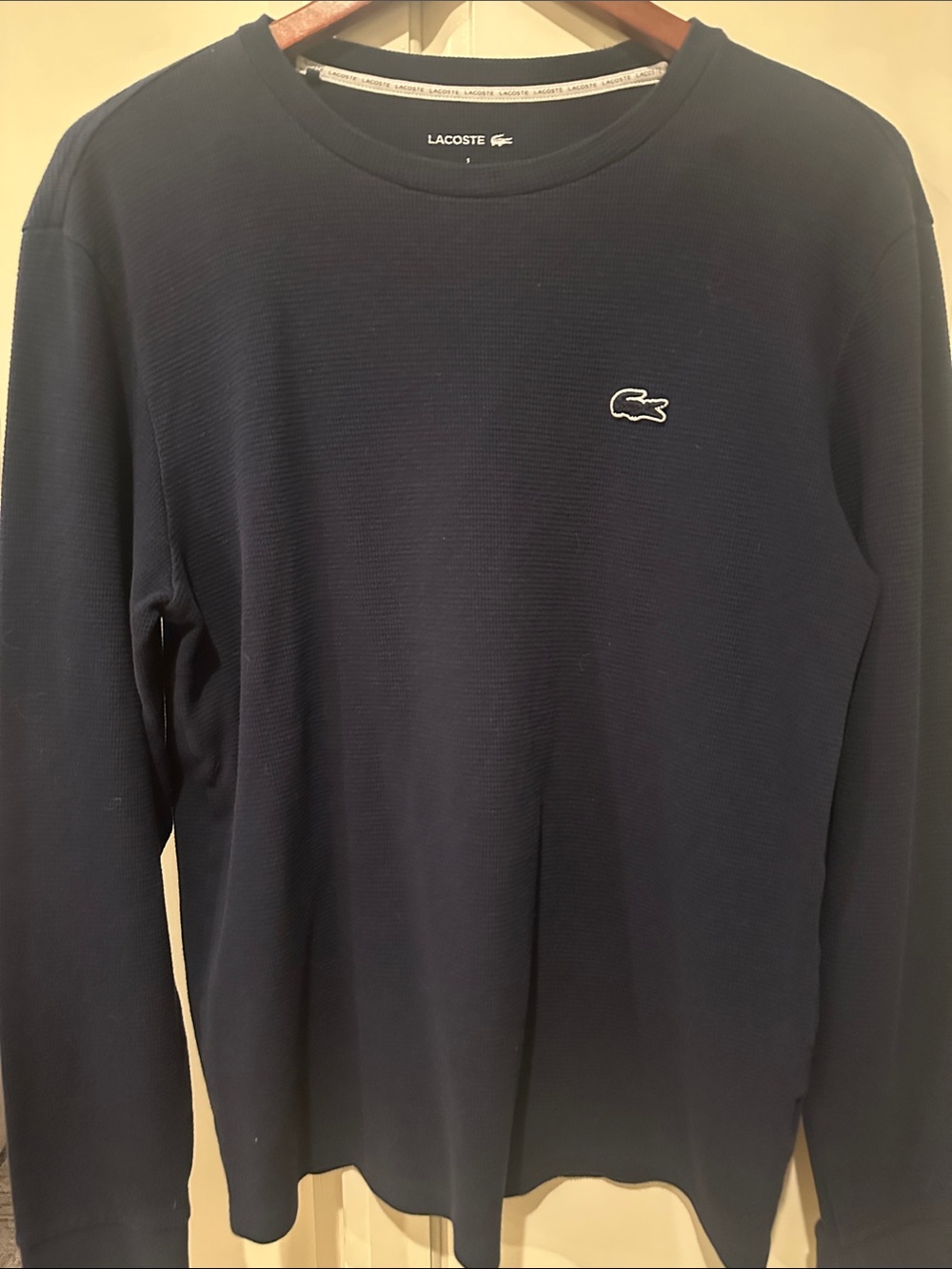 Lacoste Men's Dark Navy Crewneck with Crocodile Logo